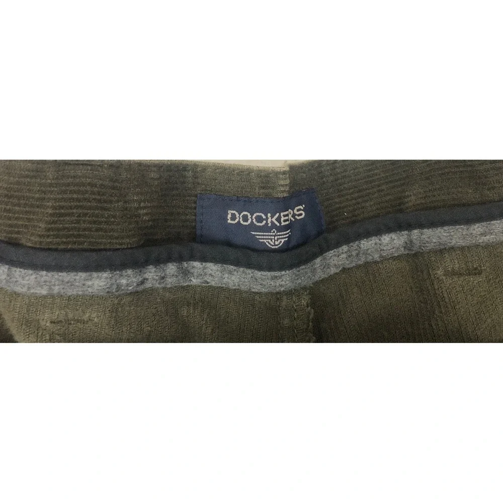 Dockers Mens 56x32 Pleated Corduroy Pants Olive Green Vintage 2000s Big and Tall - Picture 5 of 9